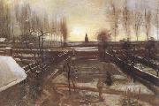 Vincent Van Gogh The Parsonage Garden at Nuenen in the Snow (nn04) USA oil painting reproduction